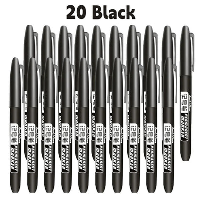 6 PCS Permanent Marker Pen Manga Drawing Markers Black Blue Red Waterproof Ink Sketch Pens Stationery Art School Supplies