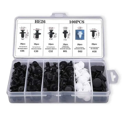 100/50PCS Auto Fastener Clips Kit - Multi-Size Retainers for Car Fender, Bumper, Door & Panel Trim