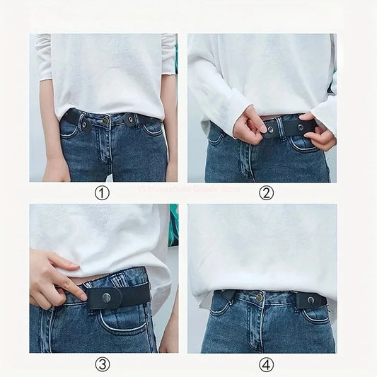 1pc Stretch Elastic Waist Belt Buckle-Free for Jeans Dresses Women Men No Bulge No Hassle Comfortable Fit Waist Belt