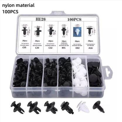 100/50PCS Auto Fastener Clips Kit - Multi-Size Retainers for Car Fender, Bumper, Door & Panel Trim