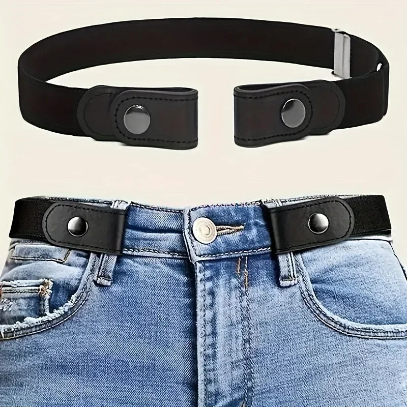 1pc Stretch Elastic Waist Belt Buckle-Free for Jeans Dresses Women Men No Bulge No Hassle Comfortable Fit Waist Belt